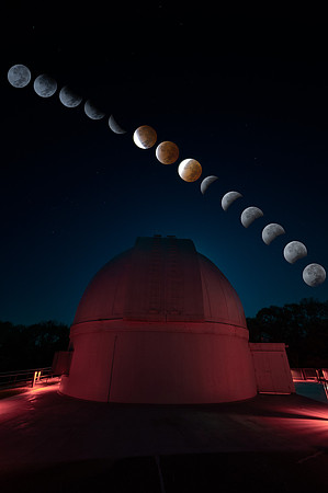Blood moon over the George Observatory